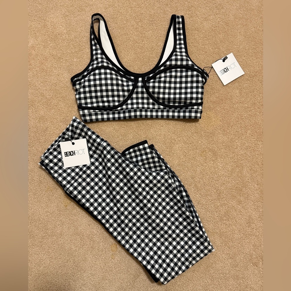 Beach Riot Slate Gingham Set